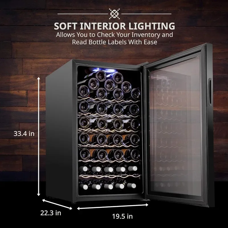 Ivation 51 Bottle Compressor Wine Cooler Refrigerator w/Lock Large Freestanding Wine Cellar For Red, White