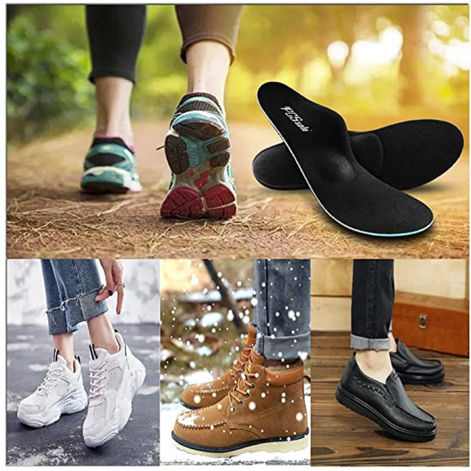 PCSsole Arch Support Insoles,Inserts for Flat Foot Plantar Fasciitis Shoe Insole Memory Foam Orthopedic Insoles for Men Women