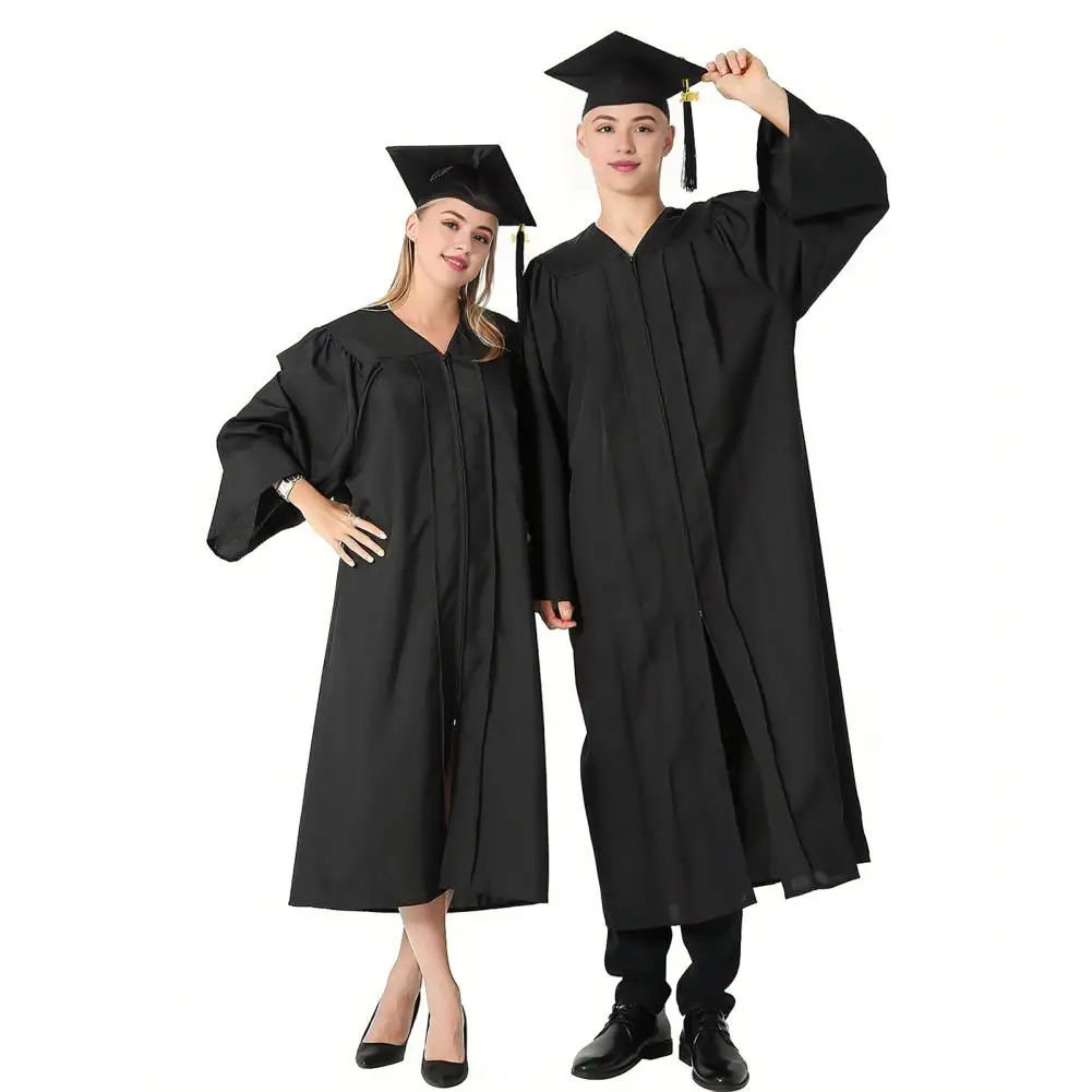 

School Uniform Student Graduation Cap And Gown Set Academic Robe Adult Graduation Suit University Degree Suit Graduation Gown