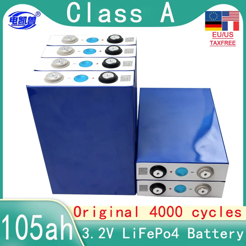

4000 cycles 3.2V 105Ah 32ah LiFePO4 battery 12V 24V DIY Suitable for marine solar energy systems, electric motorcycle batteries