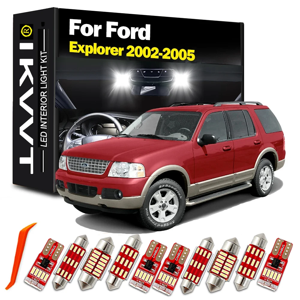 

IKVVT 15 шт. Canbus для Ford Explorer 2002 2003 2004 2005, автомобильные аксессуары, интерьерная карта для чтения, купол, лампочки в комплекте