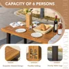 Home Acacia Wood Dining Table 6-Person Indoor Outdoor Table with Iron Legs, Sandblast Finish, Natural Stained, Rustic Met 6