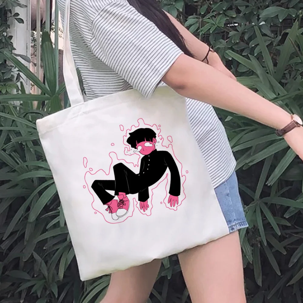 

mob psycho shopping bag bolsa reusable grocery shopper handbag bag tote woven sacola sac toile