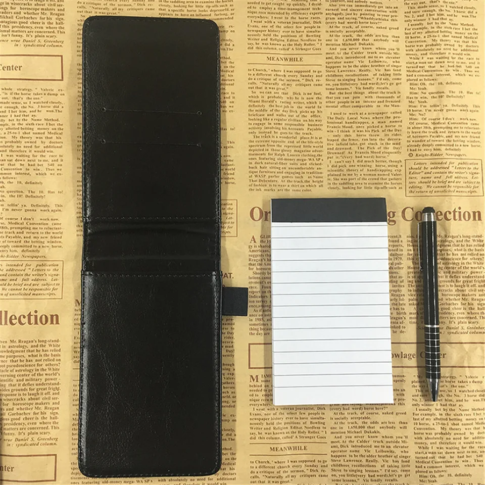 8Pcs Mini Pocket Notepad A7 Holder Set, PU Leather Small Pocket