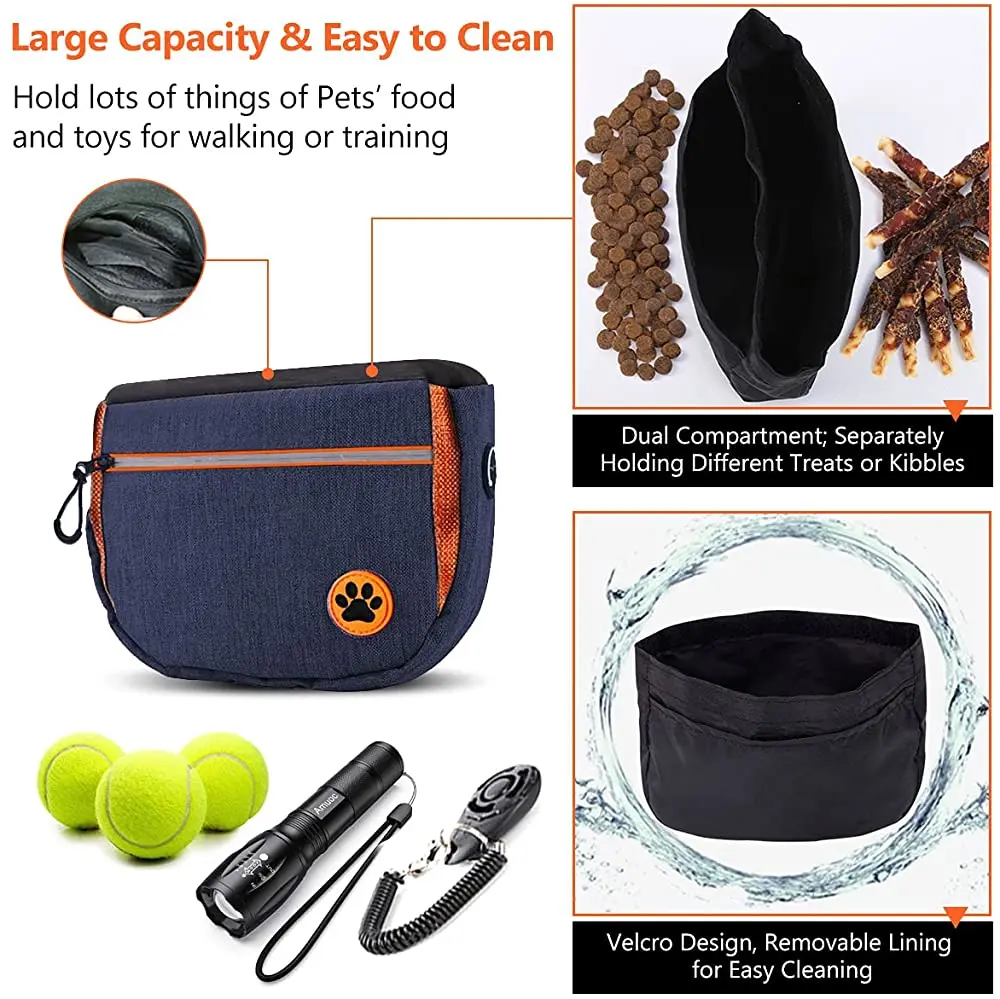 Dog Treat Bag Double Layer Large Capacity Stability Dog Treat Pouch Waist Backpack Detachable Training Bag for Supplies