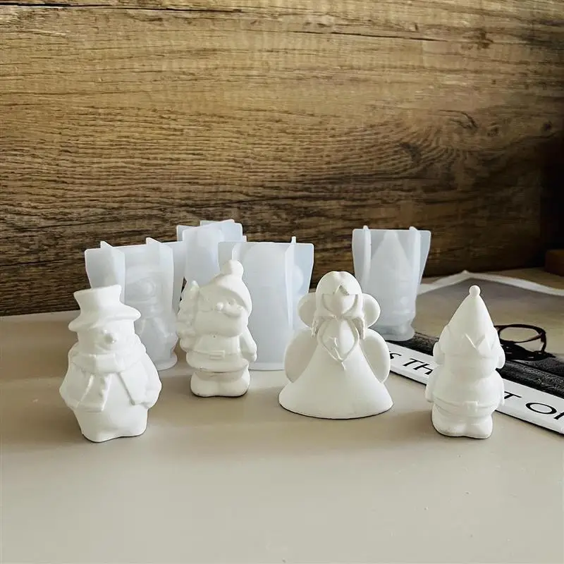 Christmas Series Plaster Silicone Mold DIY Snowman Christmas Tree Ornament Soap Resin Gypsum Mould Crafts Home Holiday Decor