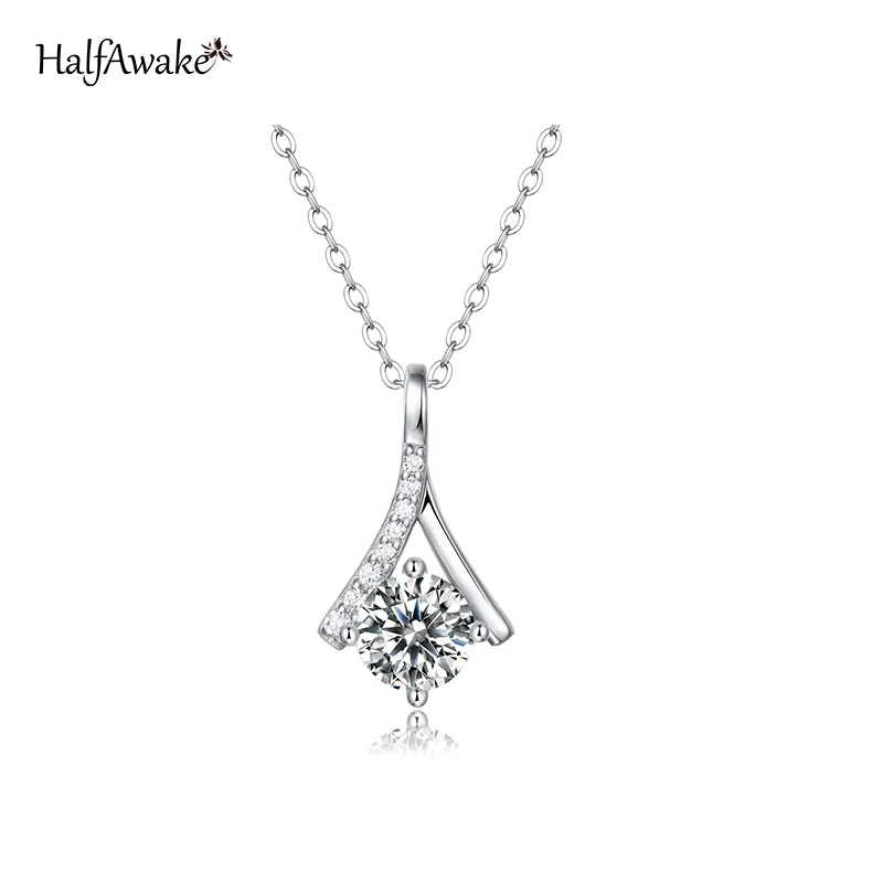

925 Silver Jewelry Certified Original 1.2ct Moissanite Parisian Style Eiffel Pendant Necklace For Women Engagement Wedding Gift