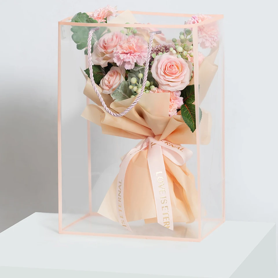 50 sacchetti di plastica trasparente per imballaggio floreale singolo con rose, per festa della mamma, laurea, matrimonio, compleanno, San Valentino