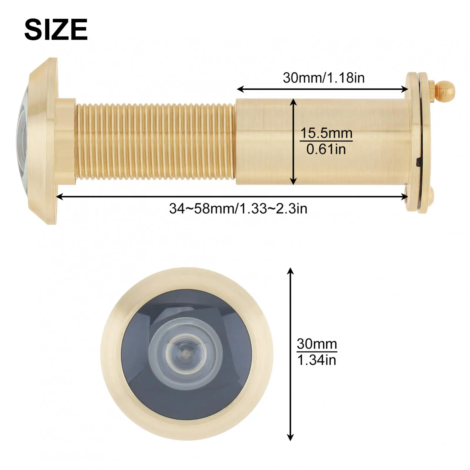 Visualizador de Porta de Alta Definição com Cobertura Rotativa, Espessura de 1,33 a 2,3in Porta, Home Office e Hotel, 16mm