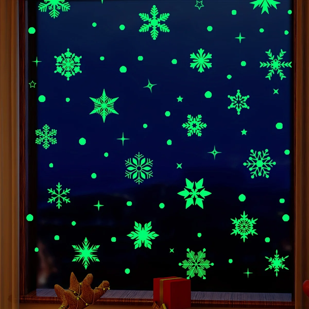3 sheets of luminous snowflake window stickers-Nordic style, irregular shape, colorful pattern, suitable for home holiday deco