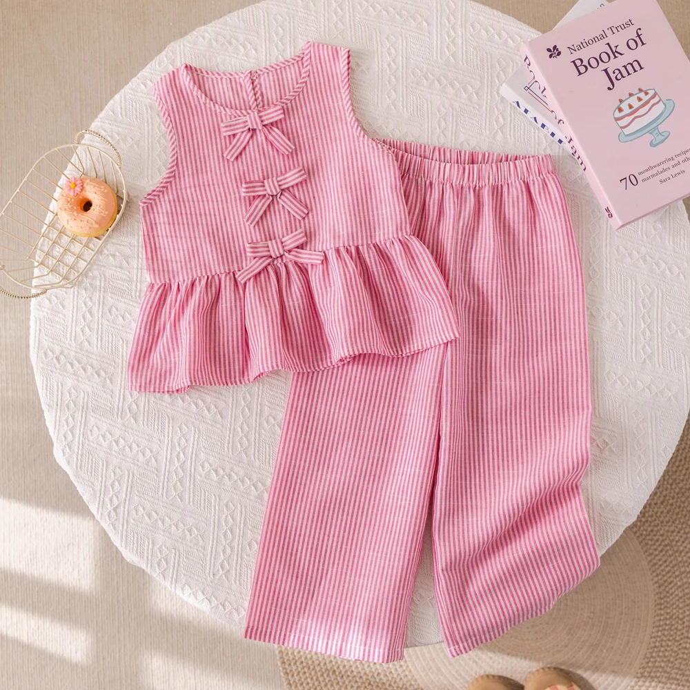 Summer Girls' Suits Sleeveless Vest Top + Pants Two-piece Set Sweet Kids' Clothing Sets