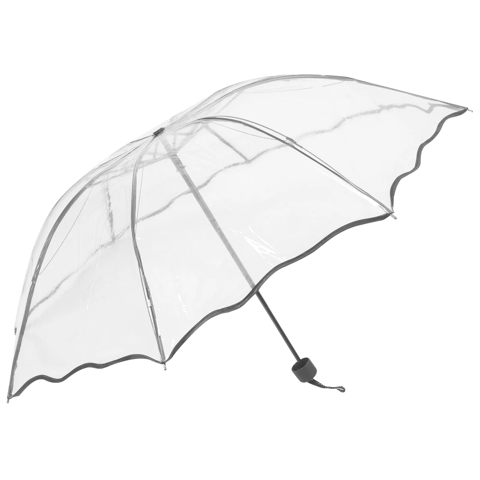 Multicolor Folding Transparent Umbrella All Weather Travel Essentials Compact Sun Rain Lightweight Sturdy Metal Handle Outdoor
