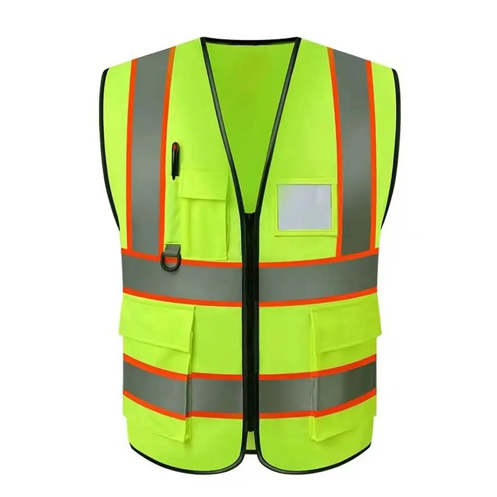 

Yellow Reflective Clothes High Visibility Vest One Size No Sleeve Warning Safety Wear With Reflective Strips Construction