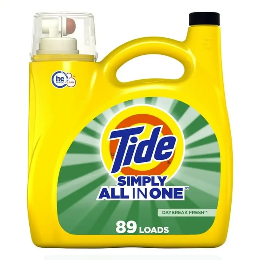 Tide Simply Daybreak Fresh All-In-One Liquid Laundry Detergent 89 Loads Tough Stain & Odor Fighter Works in All Machines Fresh laundry detergent laundry stain remover