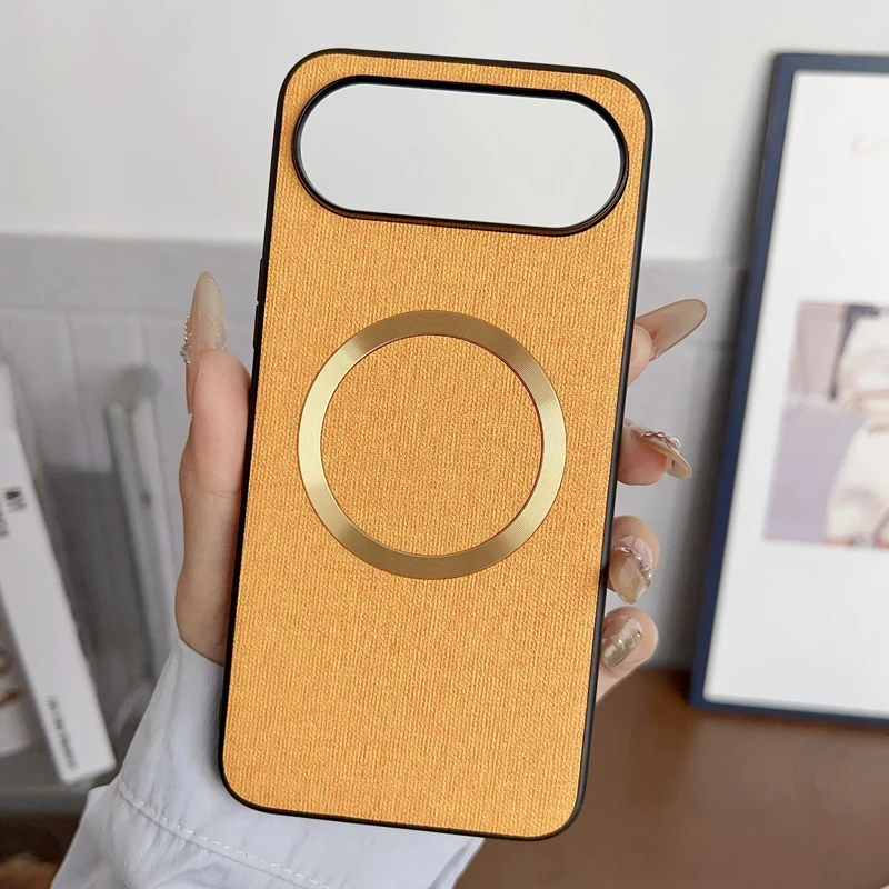 Premium Anti-Slip Woven Cloth Pattern Phone Cover with Magnetic TPU + Hard PC Protection