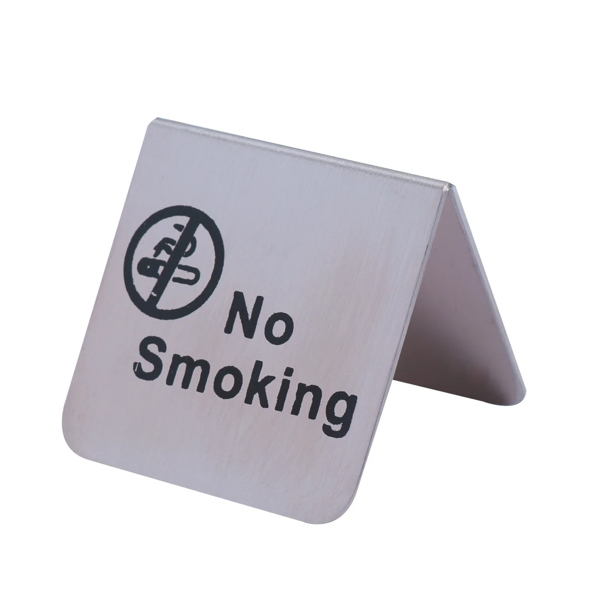 

Stainless Steel No Smoking Table Tent Sign Double Side Free Standing No Smoking Sign for Office Hotel (English/Black Circle)