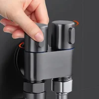 G1/2 1 In Two Out Double Control Washing Machine Faucet Toilet Triangle Valve For Bathroom Toilet Washing Machine Faucets 1