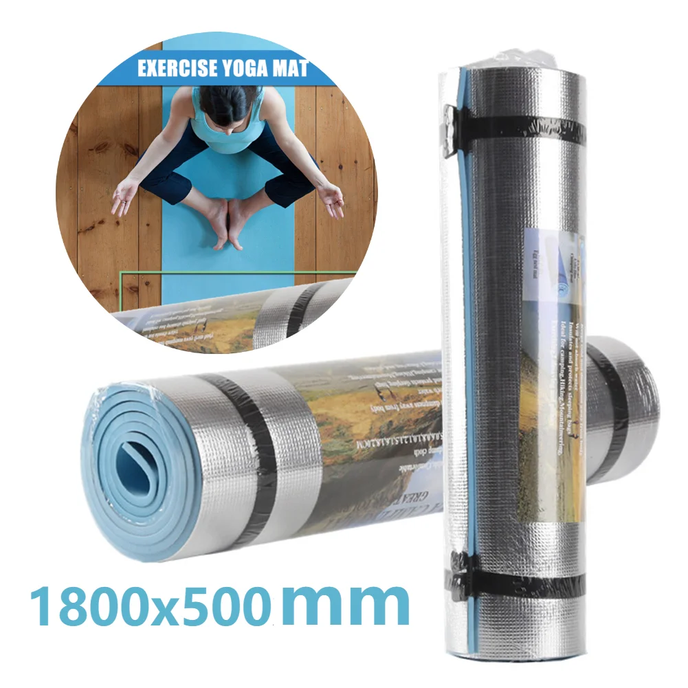 1800x500mm Waterproof Yoga Mat Moisture-proof Camping Mat Aluminum Membrane Exercise Portable Multifunction for Gym Workout