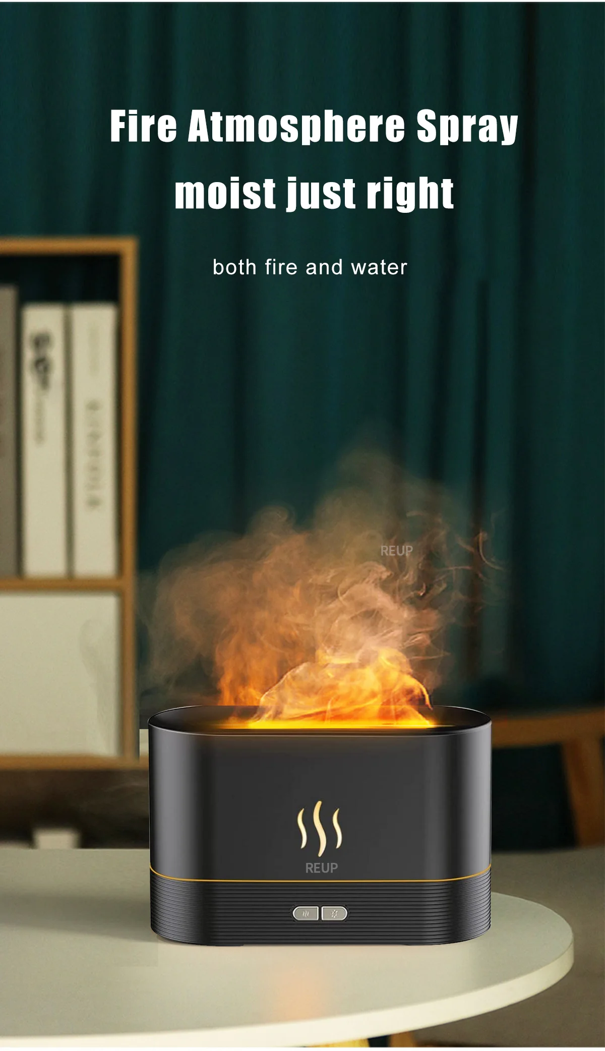 REUP Flame Aroma Diffuser Air Humidifier Ultrasonic Cool Mist Maker Fo –  Enchanted Oil diffuser