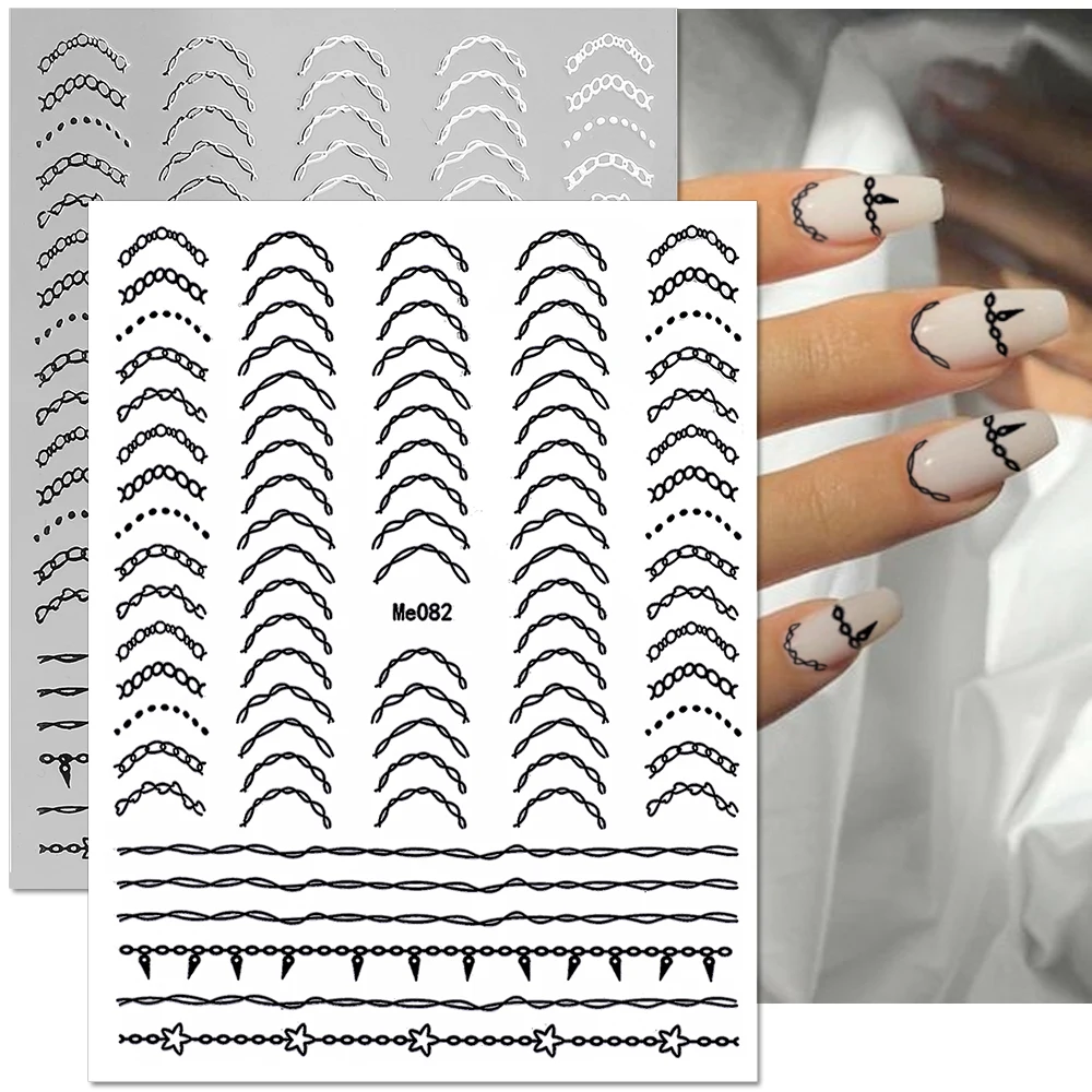 

Gold Silver Wave Lines Nail Stickers Holographic Bronzing Stripe Line Nail Decals 3D Curve Nail Art Sticker Nail Decorations