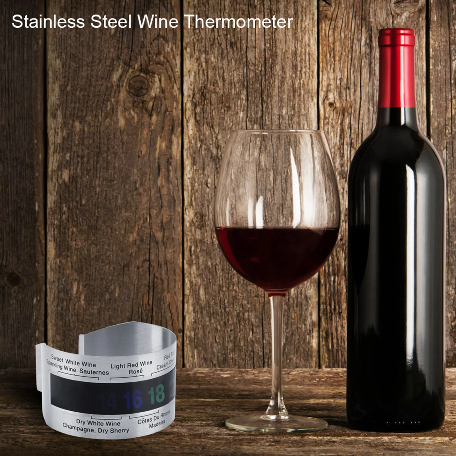 Stainless Steel Wine LCD Thermometer Bottle Beer Red Wines Bracelet Temperature Sensor Wine Thermometer Wine Bottle Thermometer 2