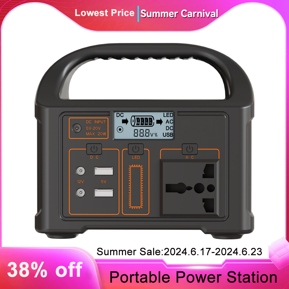  100W 220V/110V Portable Power Station Solar Generator 24000mAh LiFePO4 Camping Charging Station Outdoor Mobile Power Bank LED 