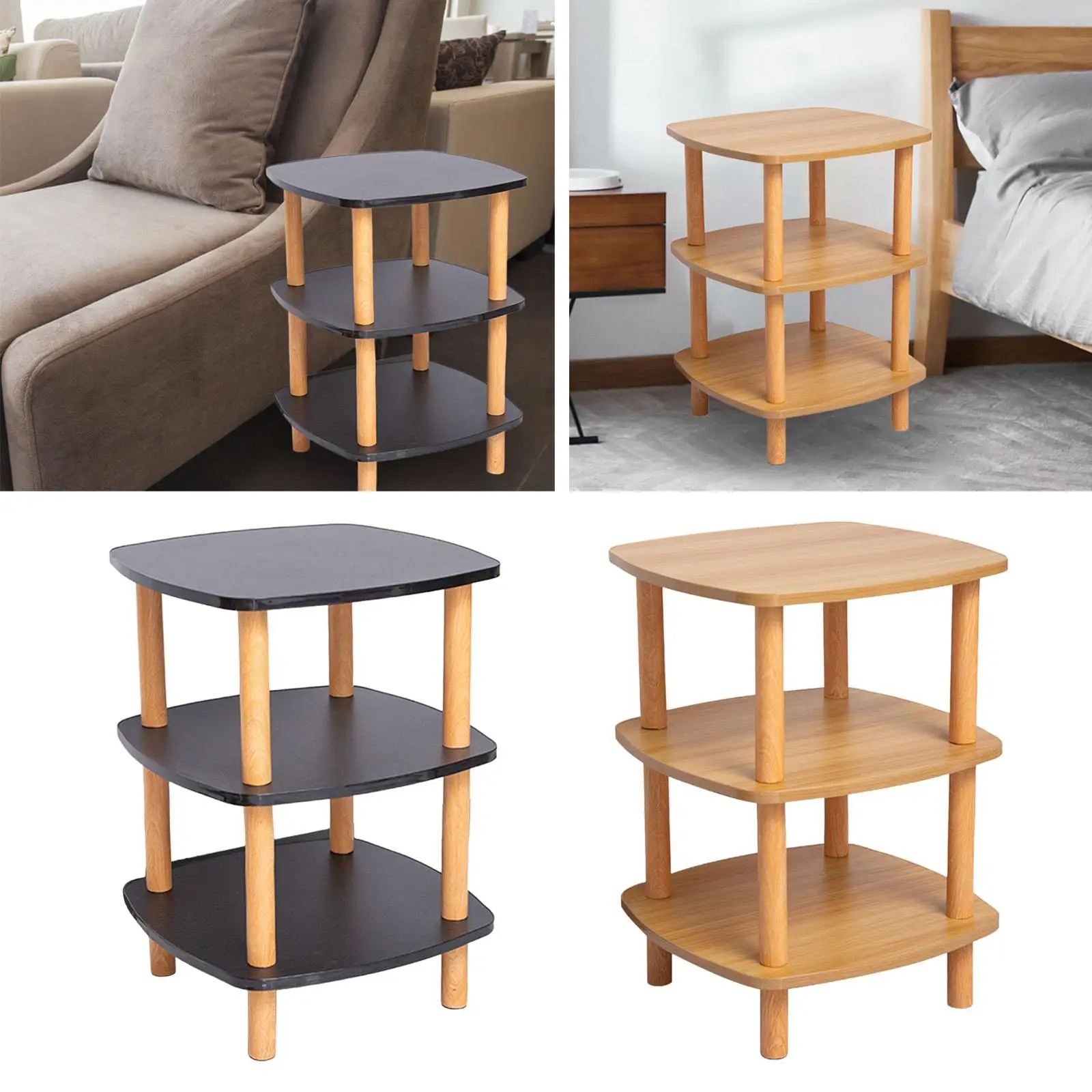 End Table 3 Tier Small Side Table Bedside Small Square Sofa Side for Sofa Living Room Office Spaces Bedroom