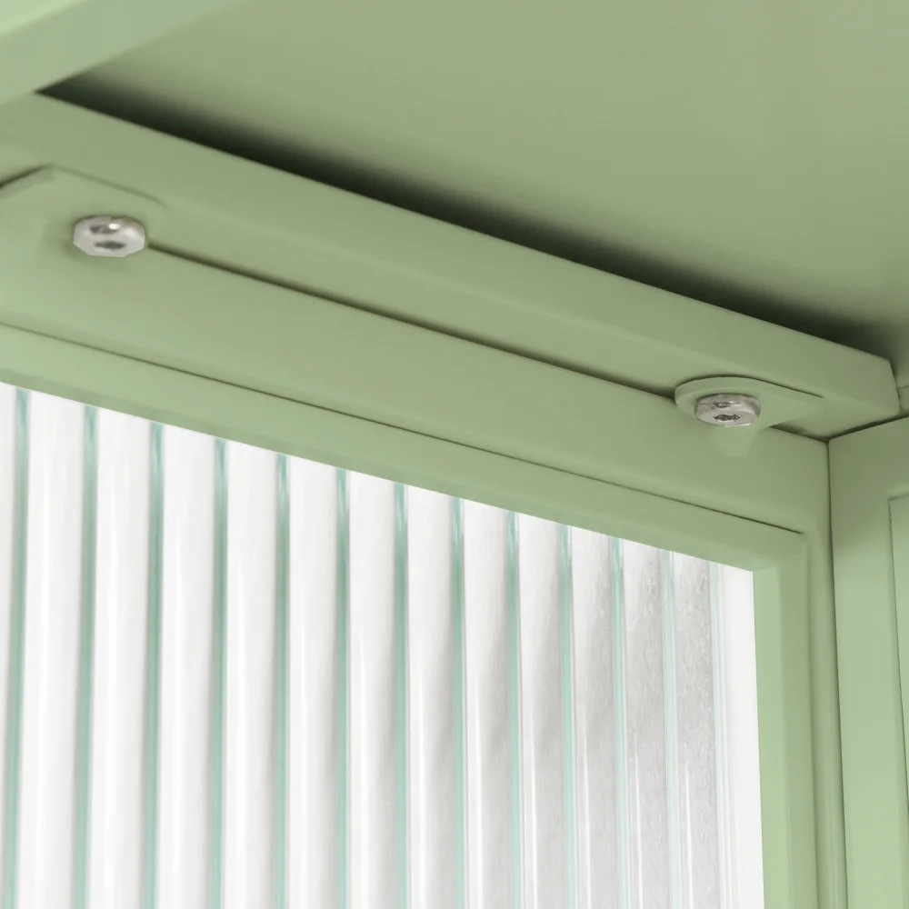 60 cm Glas-Wandschrank mit 2 Türen, wandmontierter Stauraum mit offenem Regal und Handtuchhalter für Eingangsbereich, Badezimmer, Wohnzimmer – Detail 11