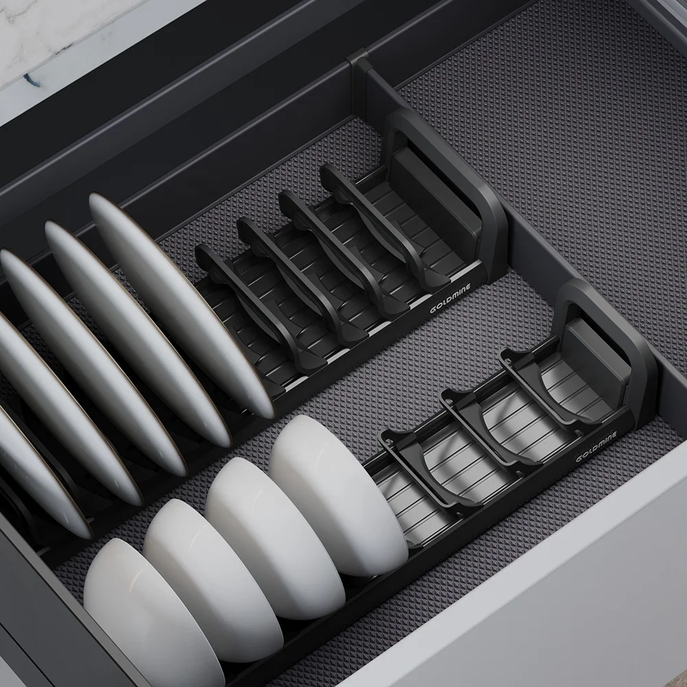 Goldmine New Tableware Drawers High-end Kitchen Cabinet Accessories Pull-out Organization Shelf WPC-750