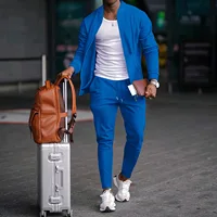 Ensemble blazer décontracté pour hommes, nouvelle mode, costume de baseball gaufré, col rond, poche, fermeture éclair, manches longues, pantalon deux pièces, automne et hiver 4