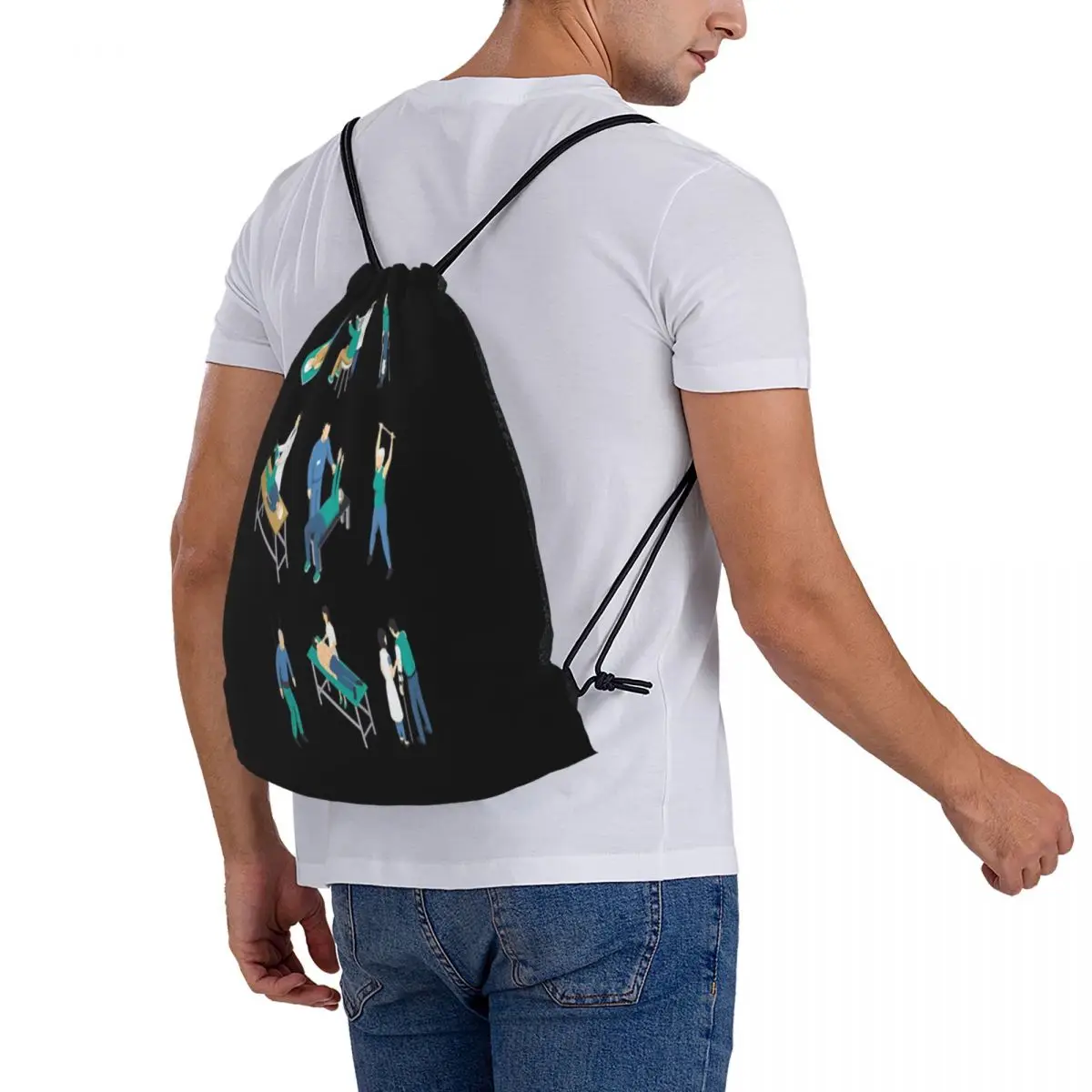 Physical Therapist Physiotherapist Health Care Gift Drawstring Bag Backpack kawaii cartoon men's school bag custom bag with logo