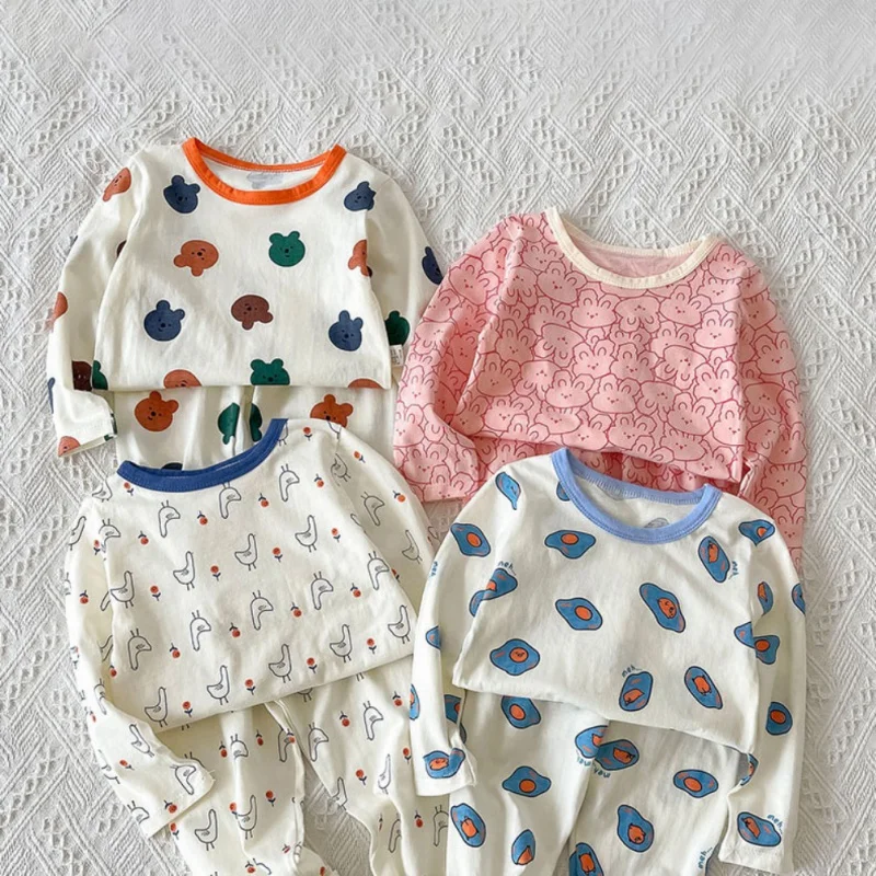 Spring Autumn Children Pajamas Set Kids Baby Girl Boys Underwear Clothing Long Sleeve Children Sleepwear Pajamas Kids Clothing