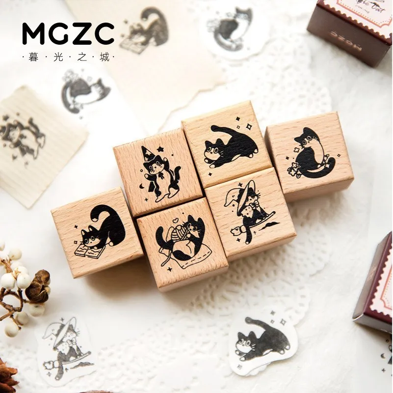 

Vintage Lovely Cat Mini Cute Wooden Rubber Stamps For Letters Diary Craft Scrapbooking