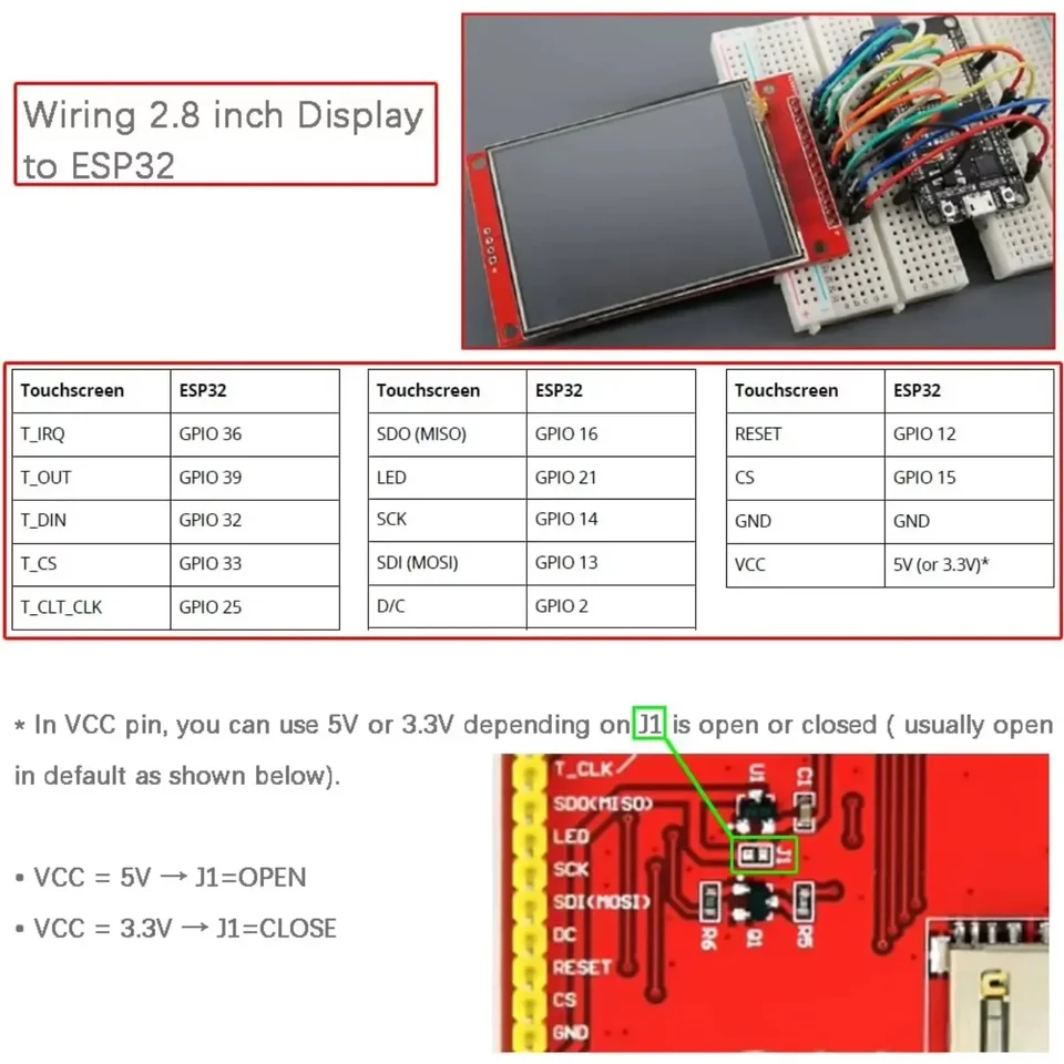 ILI9341 2,8-calowy wyświetlacz TFT LCD 320x240 SPI rezystancyjny
