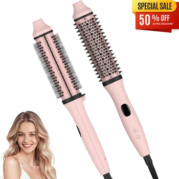Thermal Brush 1.5 inch Dual PTC Heated Curling Styler 6 Temps with Negative Ions & Ceramic for Volumizing Straightener Curling 1