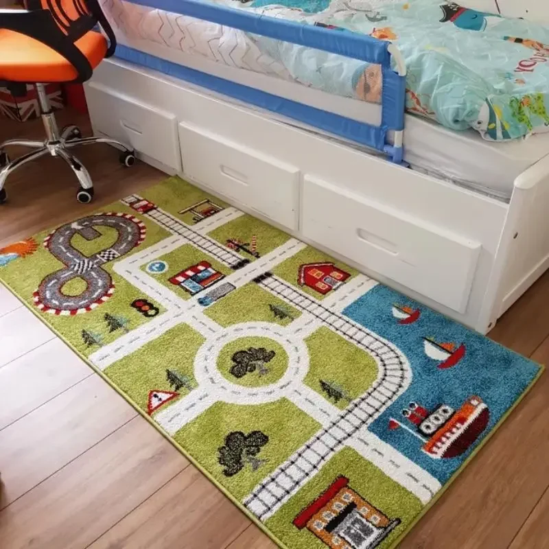 

Village Map Plush Bedroom Rugs For Kids Game Education Mats Hairy Nursery Play Mat For Children Fluffy Carpets For Living Room