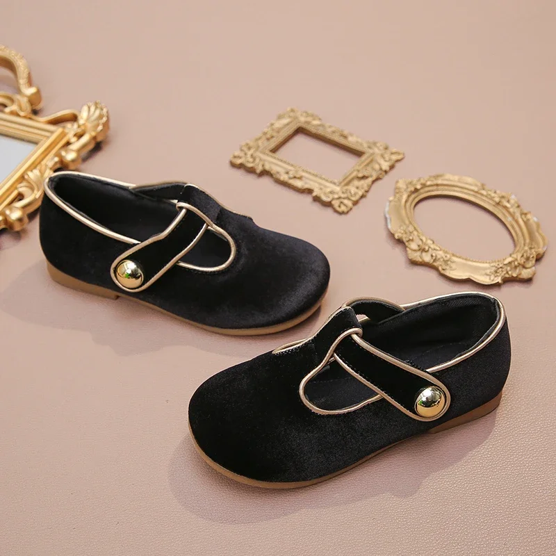 Wine Red Leather Kids Flat Shoes for Girls