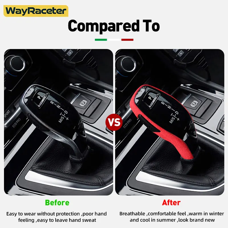 Alcantara 랩 ABS 왼손 운전 자동차 기어 시프트 노브 커버, BMW X1 F48 X2 F39 F45 F46 2020 2021 액세서리