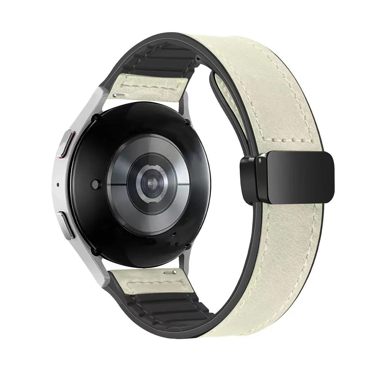 Premium Leather Silicone Magnetic Watch Strap Bracelet, 20mm/22mm, Multiple Sizes Available