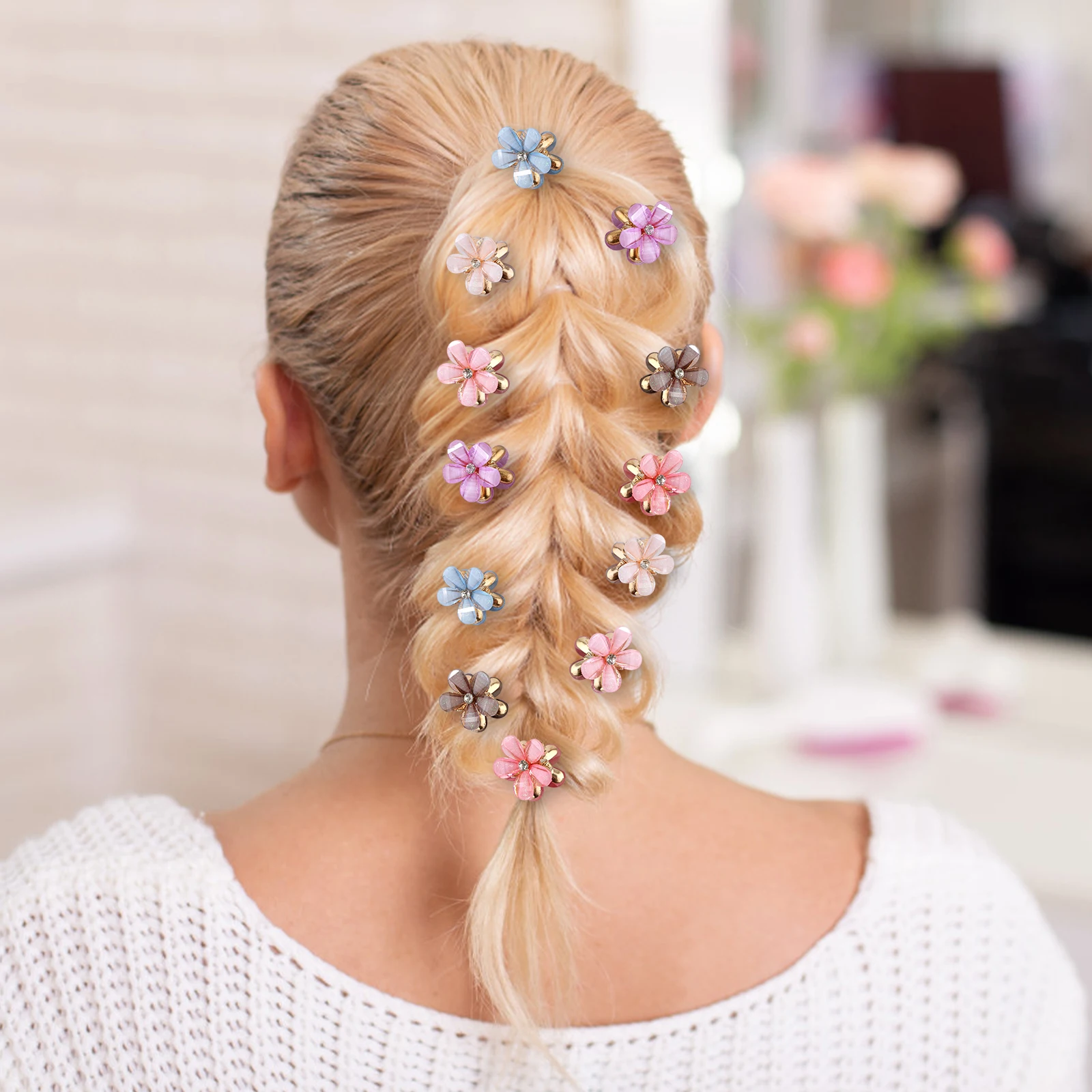 Super Fairy Hair Clips Women's Rose Hair Clips Tulip Mini Hair Clips Small Cute Metal Clips 12pcs Girls Hairstyle Tools