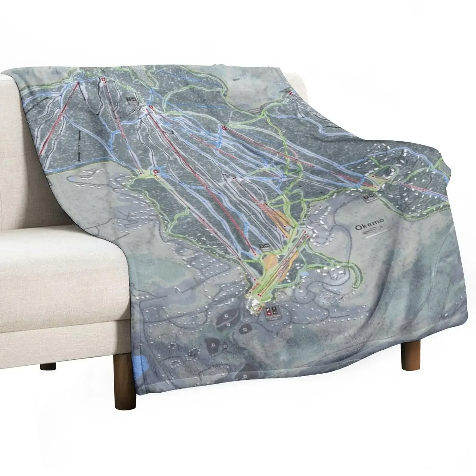 

Okemo Resort Trail Map Throw Blanket Luxury Designer Dorm Room Essentials Blankets
