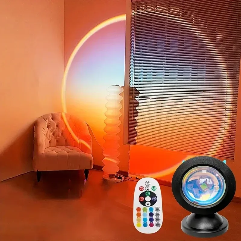 1pc-The new sunset light comes with earbuds and remote control in 16 colors version
