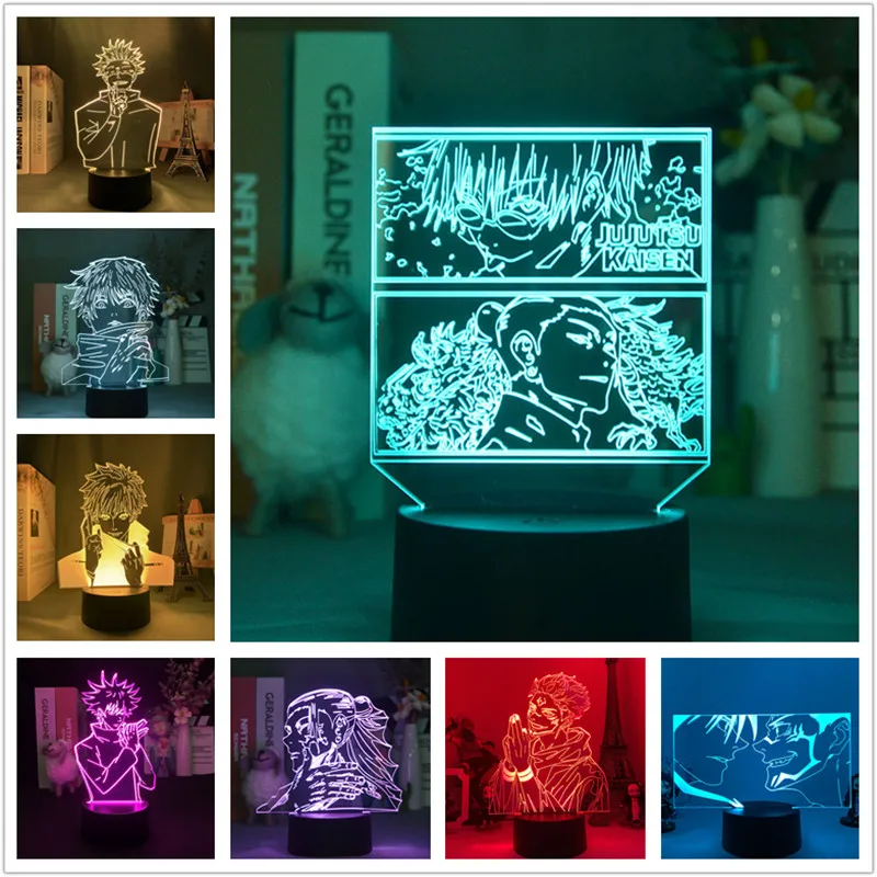 Anime Jujutsu Kaisen Figure Inumaki Toge 3D Led Lava Lamps Rgb Night Lights Bedroom Table Decor Compleanno Manga Gifts For Friends