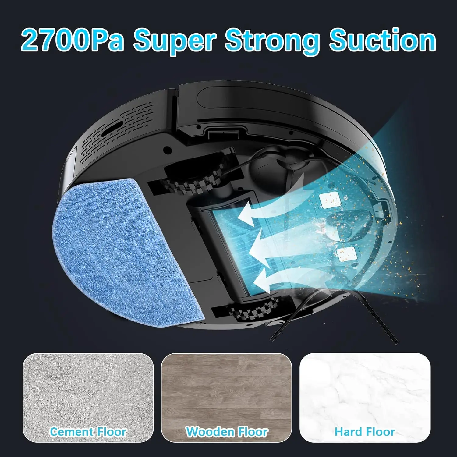 Robot Vacuum and Mop, G8000 Robot Vacuum Cleaner, 2700Pa Strong Suction, Self-Charging