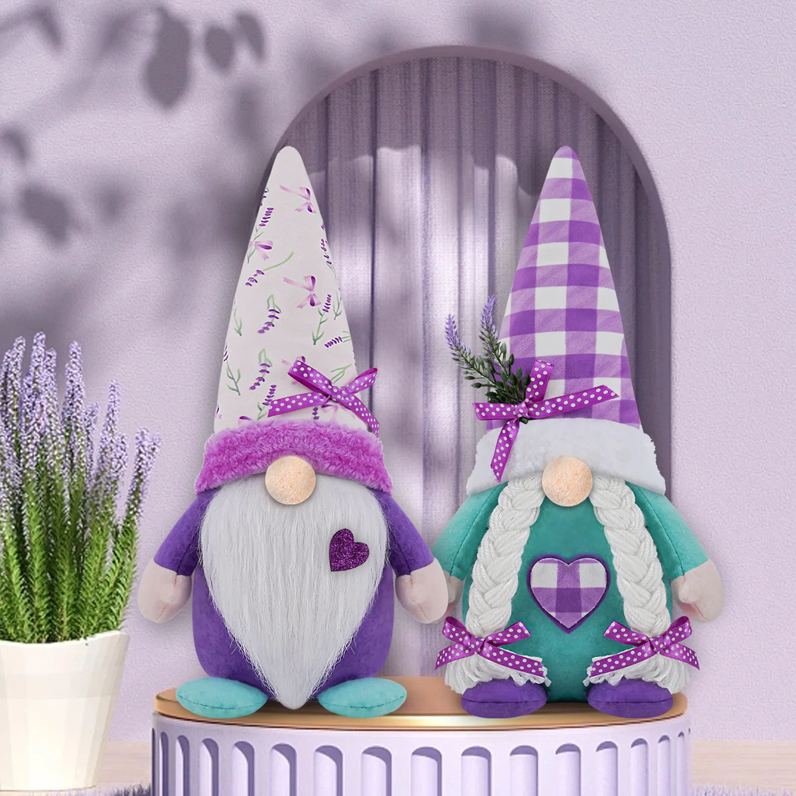 Lavender Standing Faceless Dwarf Dolls Creative Rudolf Doll Statue Lovely Hairy Hat Elf Desktop Home Decoration Christmas Gift bee festival faceless doll dwarf cute sunflower kawaii living room decor home decoration accessories farmhouse decoration