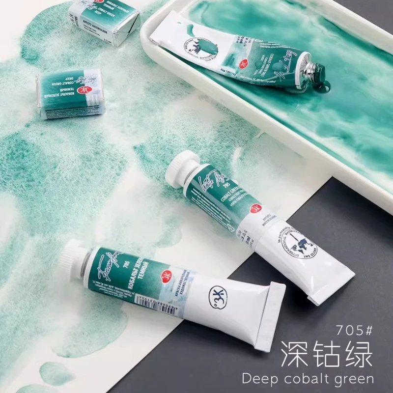 705 딥 코발트 그린 침전물/색소/고체/튜브형 포장/수채화 물감/1ml/2ml 분할/3.2ml 전체/10ml 튜브형