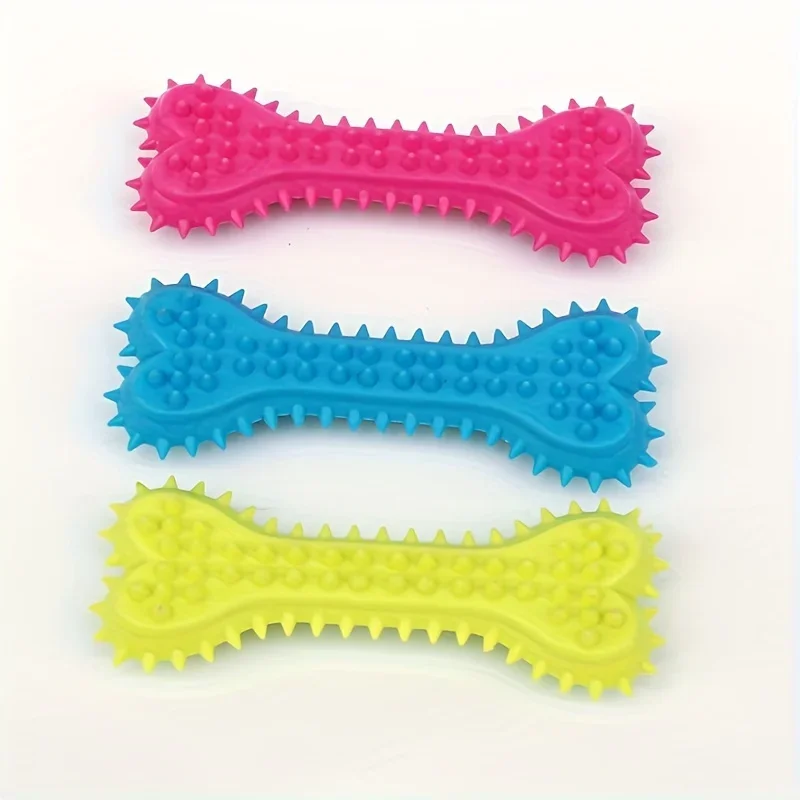 3pcs Dog Chew Toy, Bone Shaped Dog Chew Toy Teeth Cleaning, TPR Rubber Toothbrush Stick Chew Toy For Training And Entertainment 5