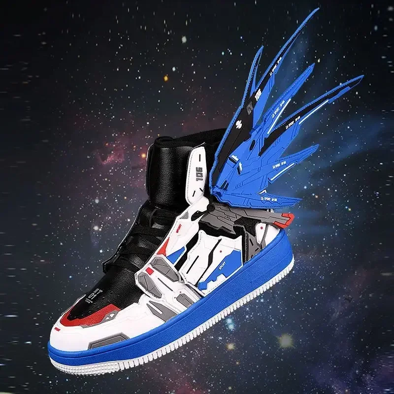 2024 Men Casual Sneakers Branded First Machine Anime High Top Shoe Board Shoes 3D Three-dimensional Deformation Mecha Shoes 5