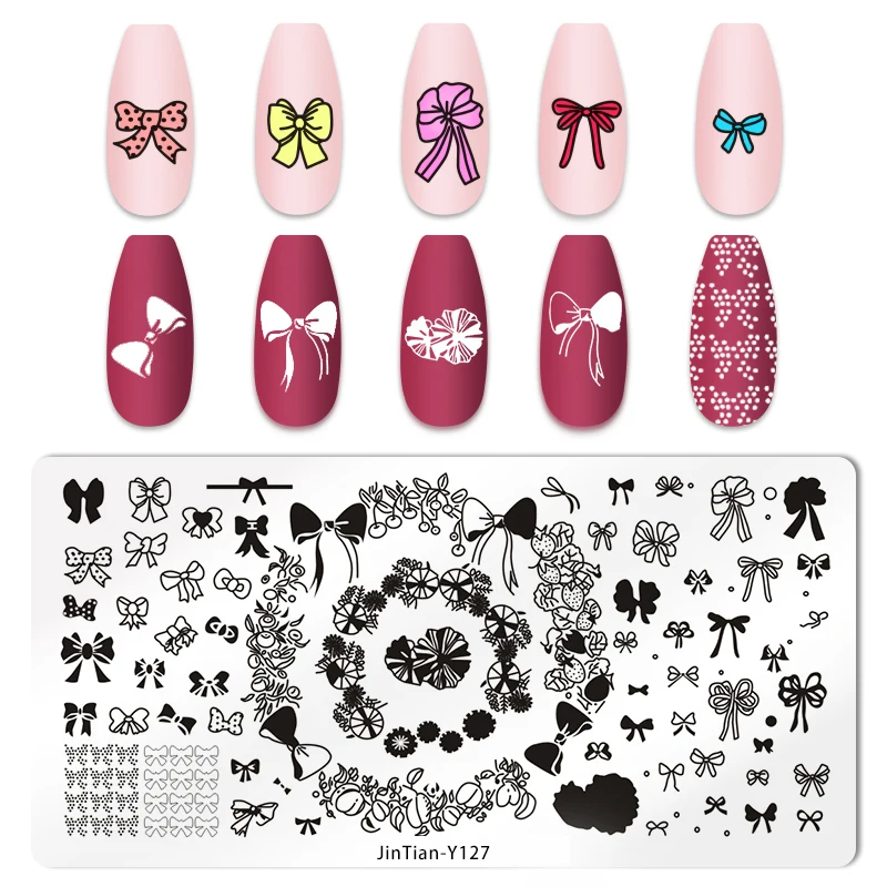 Cartoon Animals Nail Art Stamping Plates Snake Dogs Butterfly Bow Leaves Image Printing Stencils Nail Stamp Templates Nail Tool 5