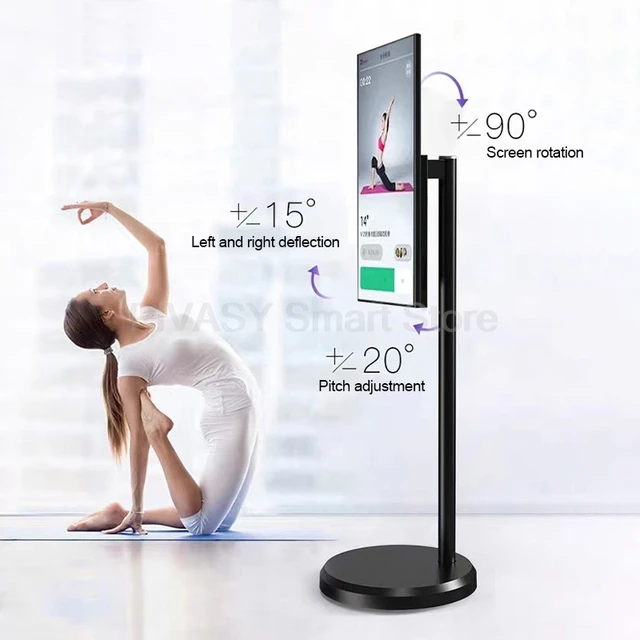 Touch screen da 23,8 pollici Android Smart TV Dispositivo di alimentazione a batteria Monitor mobile girevole bianco con supporto da pavimento per esterni dal vivo 3